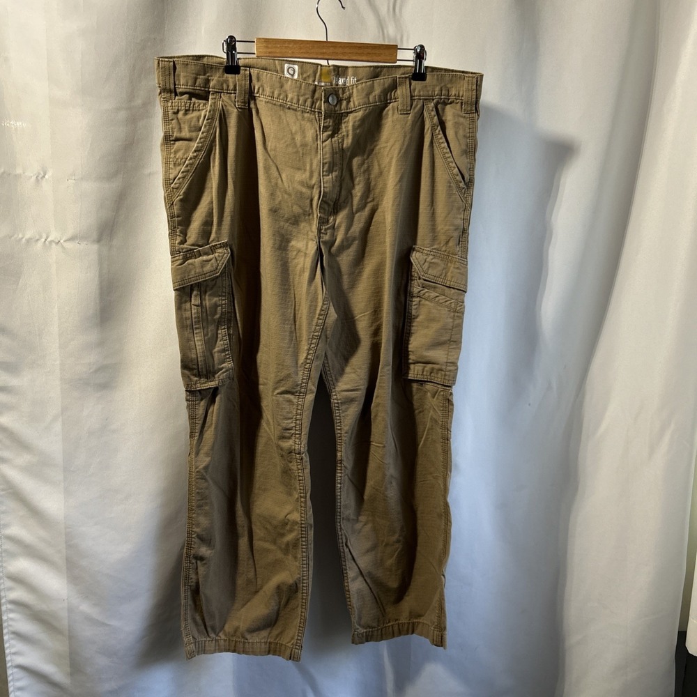 Carhartt Force Cargo Pants Men's Size 42x30 Khaki Ripstop Relaxed Fit 101148-257